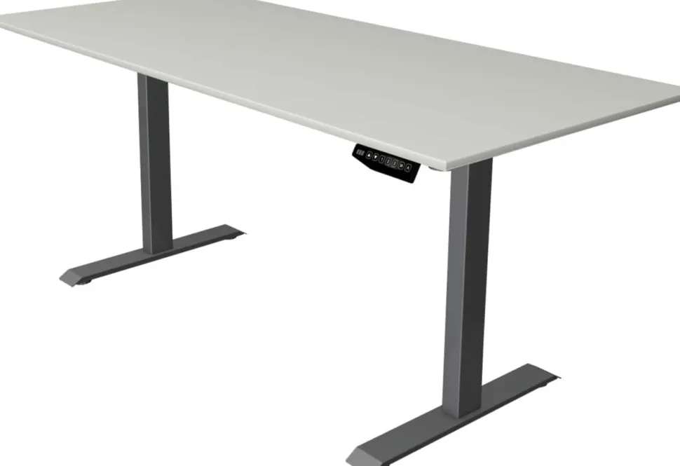 Kerkmann Move 1 Zit-sta-bureau Rechthoekig Lichtgrijs T-Voet 1.800 (B) x 800 (D) x 1.230 (H) mm Melamine, staal