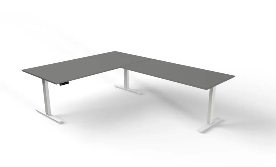 Kerkmann Move 3 Zit-sta-bureau Vrije vorm Grafiet T-Voet 2,000 (B) x 1,000 (D) x 720 (H) mm Hout