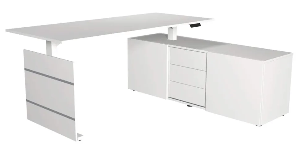 Kerkmann Move 3 Zit-sta-bureau Vrije vorm Eiken T-Voet 3 Lades 1,800 (B) x 800 (D) x 1.200 (H) mm Hout