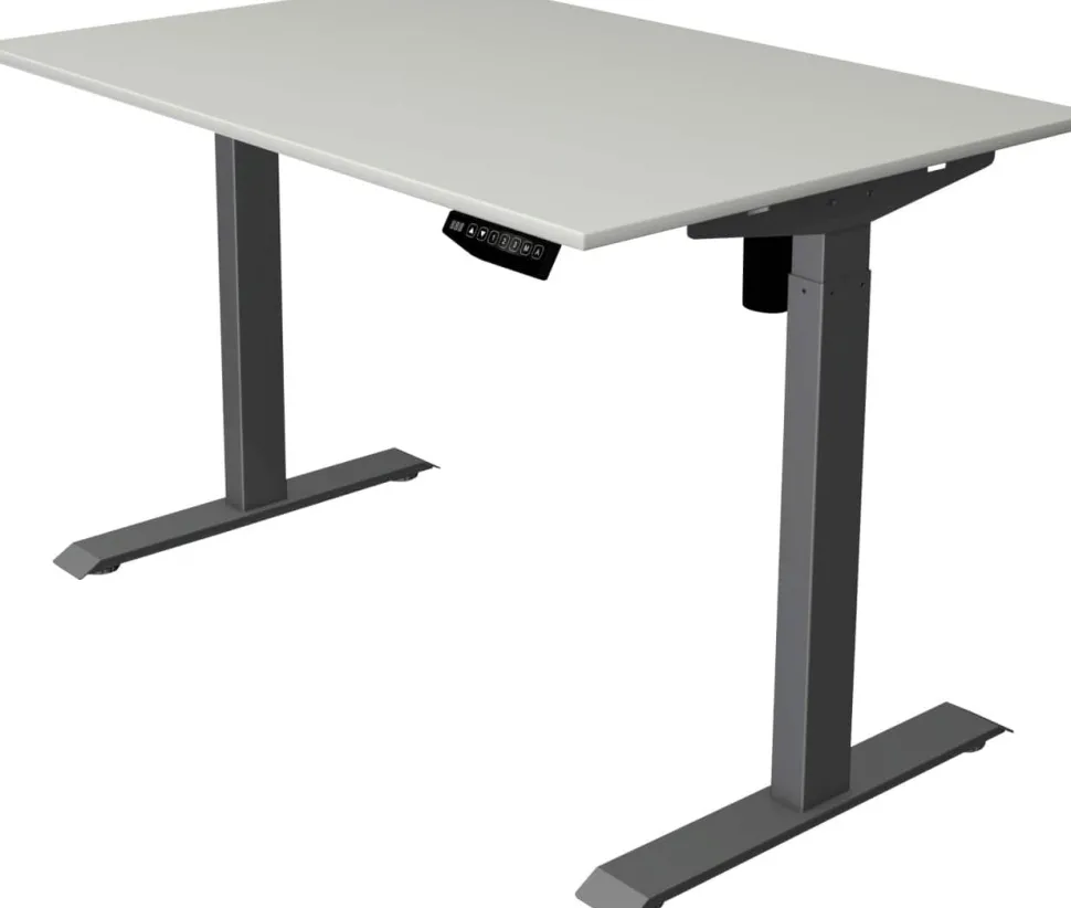 Kerkmann Move 1 Zit-sta-bureau Rechthoekig Lichtgrijs T-Voet 1.200 (B) x 800 (D) x 1.230 (H) mm Melamine, staal