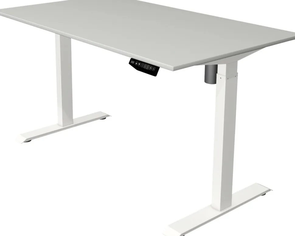 Kerkmann Move 1 Zit-sta-bureau Rechthoekig Lichtgrijs T-Voet 1.400 (B) x 800 (D) x 1.230 (H) mm Melamine, staal