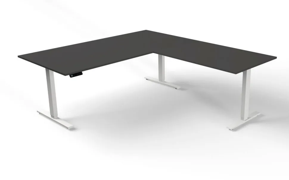 Kerkmann Move 3 Zit-sta-bureau Vrije vorm Antraciet T-Voet 2,000 (B) x 1,000 (D) x 720 (H) mm Hout