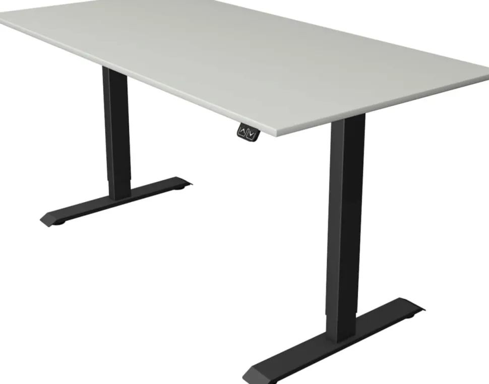 Kerkmann Move 1 Zit-sta-bureau Rechthoekig Lichtgrijs T-Voet 1.600 (B) x 800 (D) x 1.230 (H) mm Melamine, staal
