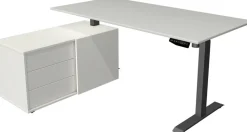 Kerkmann Move 1 Zit-sta-bureau Rechthoekig Lichtgrijs T-Voet 3 Lades 1.650 (B) x 1.350 (D) x 1.230 (H) mm Melamine, staal
