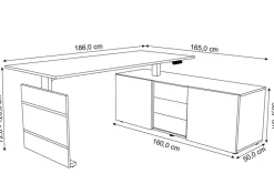 Kerkmann Move 3 Zit-sta-bureau Vrije vorm Lichtgrijs T-Voet 3 Lades 1,800 (B) x 800 (D) x 1.200 (H) mm Hout