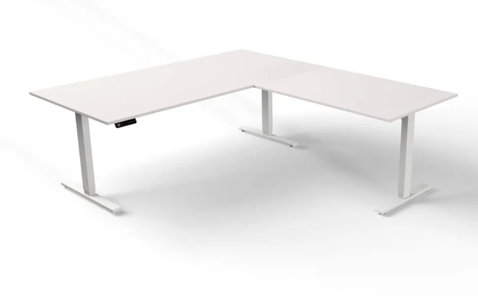 Kerkmann Move 3 Zit-sta-bureau Vrije vorm Wit T-Voet 2,000 (B) x 1,000 (D) x 720 (H) mm Hout