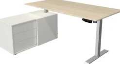 Kerkmann Move 1 Zit-sta-bureau Rechthoekig Ahorn T-Voet 3 Lades 1.650 (B) x 1.350 (D) x 1.230 (H) mm Melamine, staal