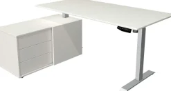 Kerkmann Move 1 Zit-sta-bureau Rechthoekig Wit T-Voet 3 Lades 1.650 (B) x 1.350 (D) x 1.230 (H) mm Melamine, staal