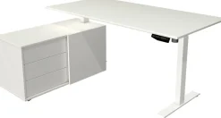 Kerkmann Move 1 Zit-sta-bureau Rechthoekig Wit T-Voet 3 Lades 1.650 (B) x 1.350 (D) x 1.230 (H) mm Melamine, staal