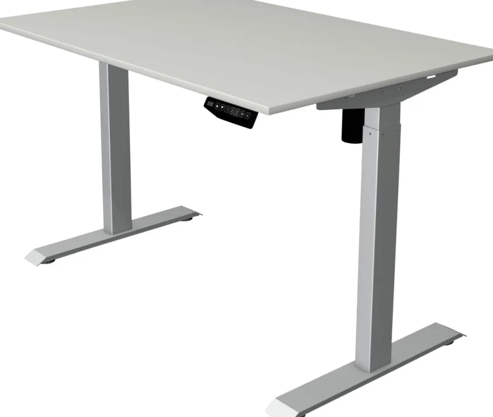 Kerkmann Move 1 Zit-sta-bureau Rechthoekig Lichtgrijs T-Voet 1.200 (B) x 800 (D) x 1.230 (H) mm Melamine, staal