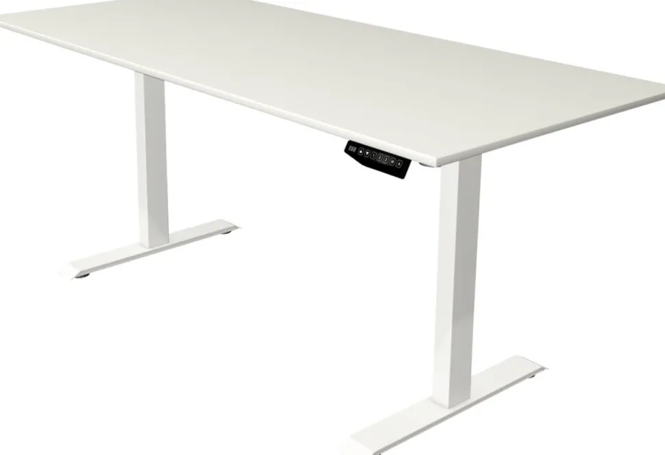 Kerkmann Move 1 Zit-sta-bureau Rechthoekig Wit T-Voet 1.800 (B) x 800 (D) x 1.230 (H) mm Melamine, staal