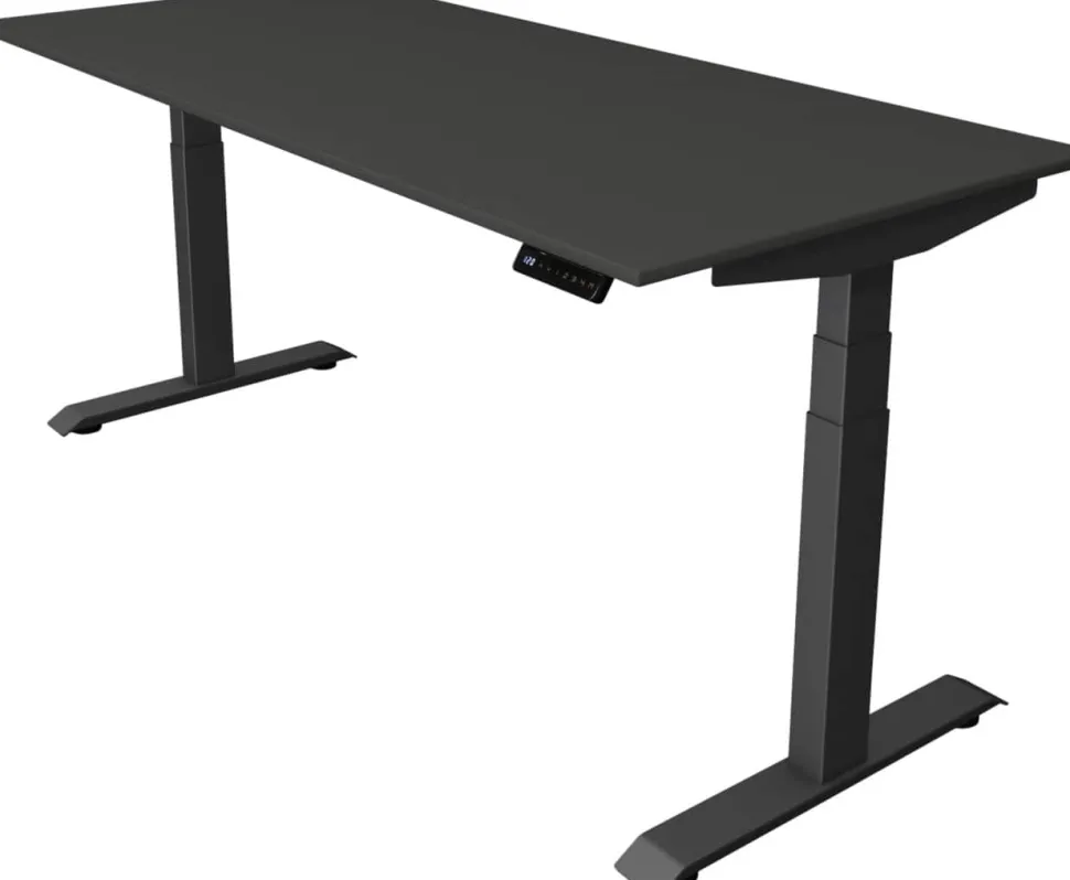Kerkmann Move4 Elektrisch hoogteverstelbaar Zit-sta-bureau Antraciet T-voet 1800 (B) x 800 (D) x 1290 (H) mm Hout, Metaal