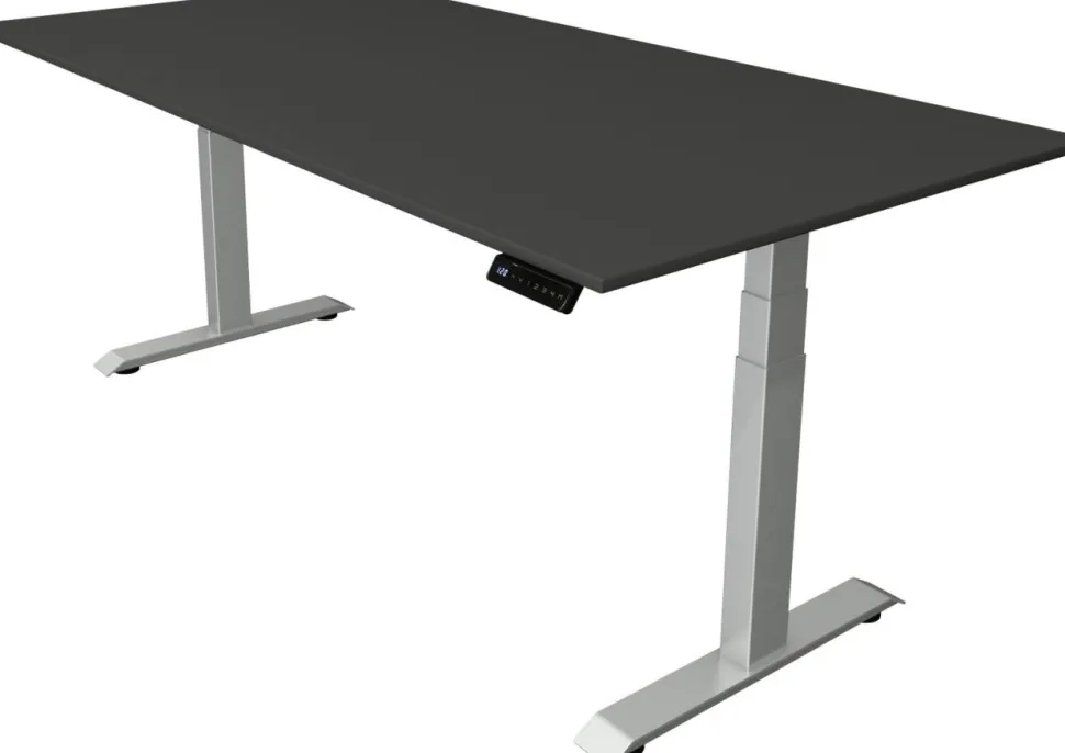 Kerkmann Move4 Elektrisch hoogteverstelbaar Zit-sta-bureau Antraciet T-voet 2000 (B) x 1.000 (D) x 1290 (H) mm Hout, Metaal