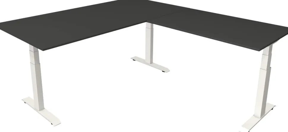 Kerkmann Move4 Elektrisch hoogteverstelbaar Zit-sta-bureau Antraciet T-voet 2000 (B) x 2.200 (D) x 1290 (H) mm Hout, Metaal