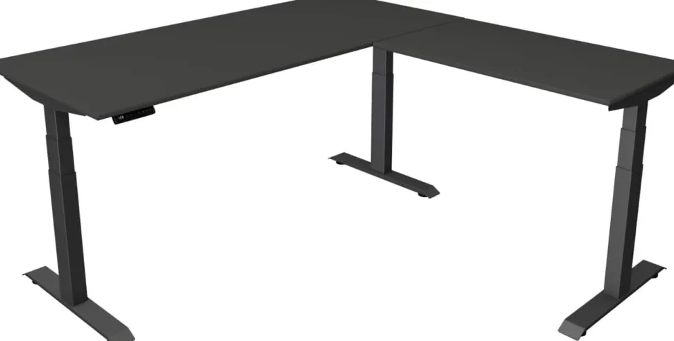 Kerkmann Move4 Elektrisch hoogteverstelbaar Zit-sta-bureau Antraciet T-voet 1800 (B) x 1.800 (D) x 1290 (H) mm Hout, Metaal