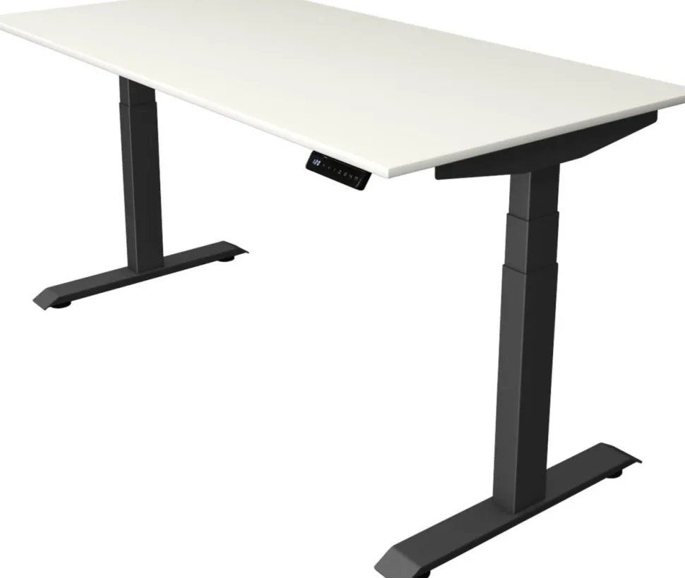 Kerkmann Move4 Elektrisch hoogteverstelbaar Zit-sta-bureau Wit T-voet 1600 (B) x 800 (D) x 1290 (H) mm Hout, Metaal