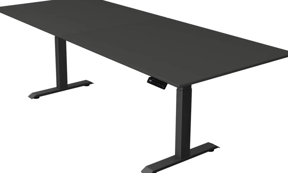 Kerkmann Move4 Elektrisch hoogteverstelbaar Zit-sta-bureau Antraciet T-voet 2500 (B) x 1.000 (D) x 1290 (H) mm Hout, Metaal