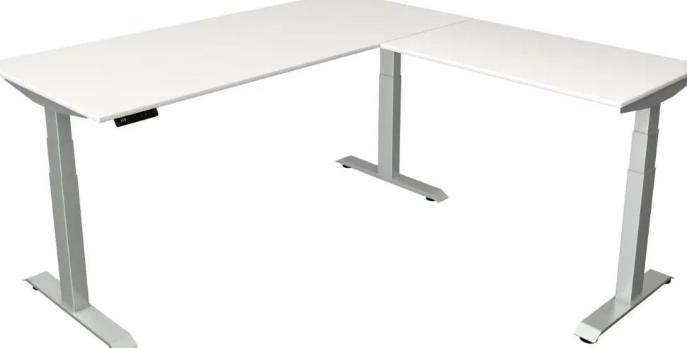 Kerkmann Move4 Elektrisch hoogteverstelbaar Zit-sta-bureau Wit T-voet 1800 (B) x 1.800 (D) x 1290 (H) mm Hout, Metaal