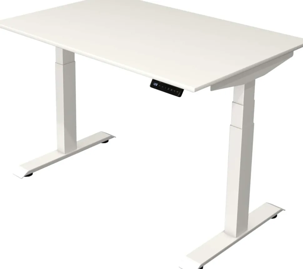 Kerkmann Move4 Elektrisch hoogteverstelbaar Zit-sta-bureau Wit T-voet 1200 (B) x 800 (D) x 1290 (H) mm Hout, Metaal