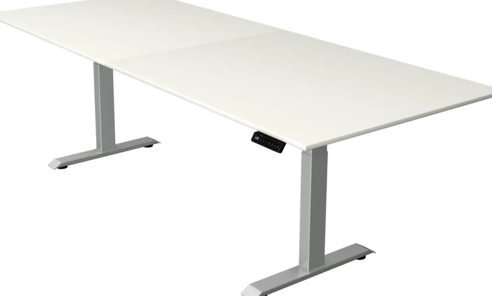 Kerkmann Move4 Elektrisch hoogteverstelbaar Zit-sta-bureau Wit T-voet 2500 (B) x 1.000 (D) x 1290 (H) mm Hout, Metaal