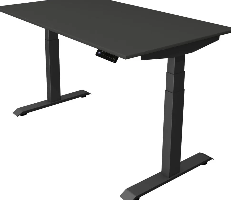 Kerkmann Move4 Elektrisch hoogteverstelbaar Zit-sta-bureau Antraciet T-voet 1400 (B) x 800 (D) x 1290 (H) mm Hout, Metaal