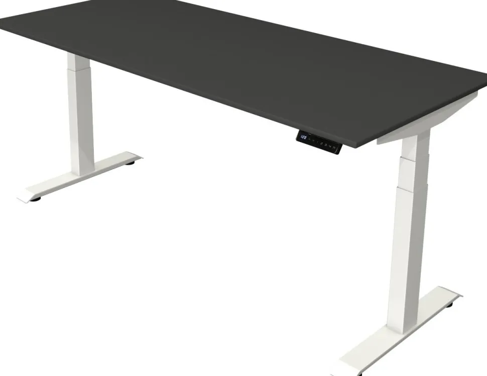 Kerkmann Move4 Elektrisch hoogteverstelbaar Zit-sta-bureau Antraciet T-voet 1800 (B) x 800 (D) x 1290 (H) mm Hout, Metaal