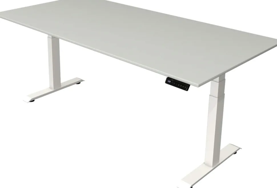 Kerkmann Move4 Elektrisch hoogteverstelbaar Zit-sta-bureau Lichtgrijs T-voet 2000 (B) x 1.000 (D) x 1290 (H) mm Hout, Metaal
