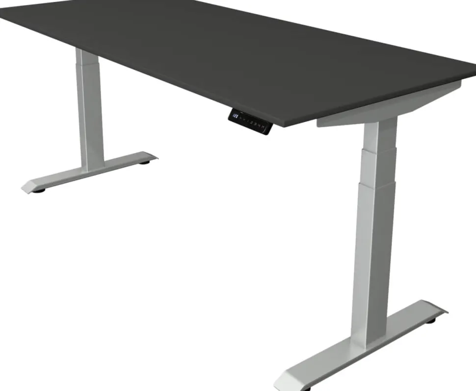 Kerkmann Move4 Elektrisch hoogteverstelbaar Zit-sta-bureau Antraciet T-voet 1800 (B) x 800 (D) x 1290 (H) mm Hout, Metaal