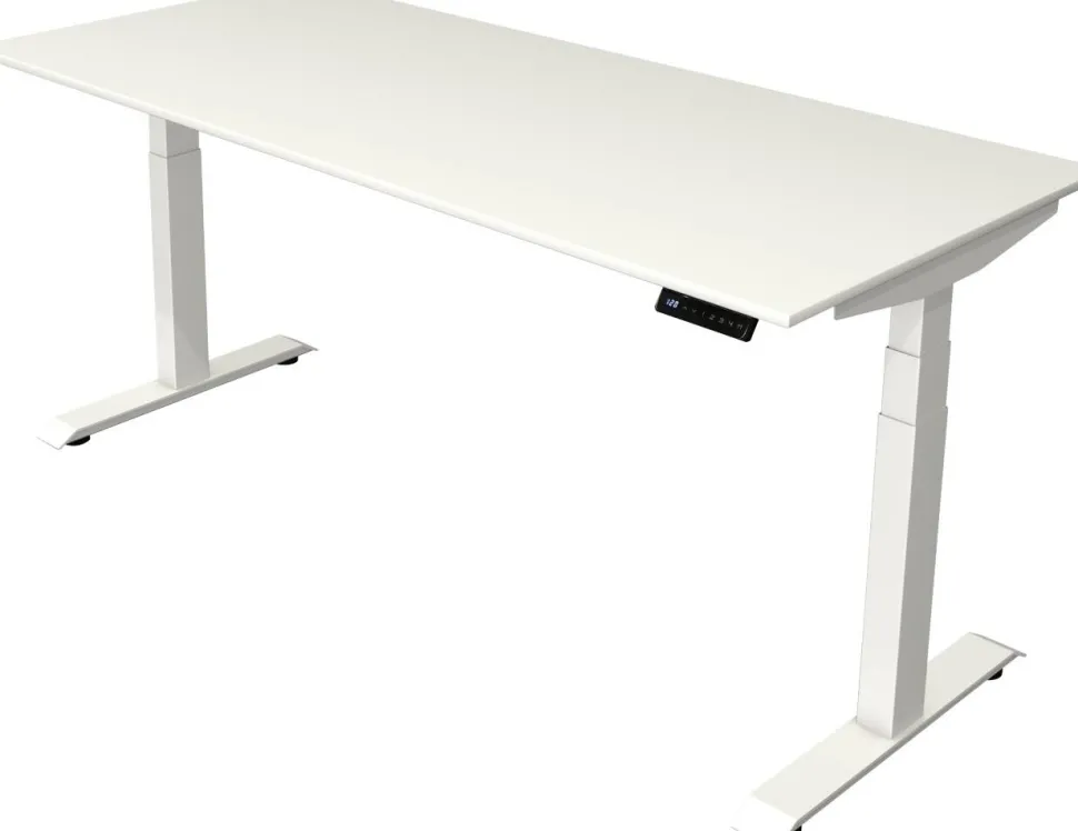 Kerkmann Move4 Elektrisch hoogteverstelbaar Zit-sta-bureau Wit T-voet 1800 (B) x 800 (D) x 1290 (H) mm Hout, Metaal