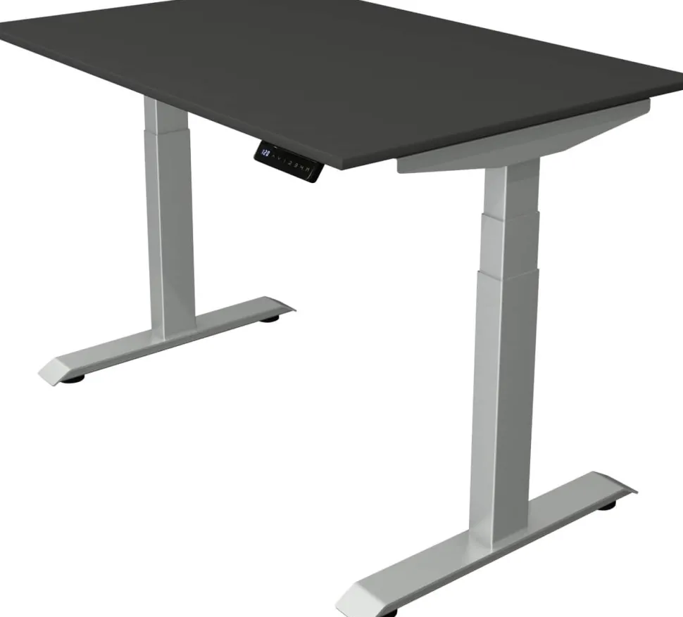 Kerkmann Move4 Elektrisch hoogteverstelbaar Zit-sta-bureau Antraciet T-voet 1200 (B) x 800 (D) x 1290 (H) mm Hout, Metaal