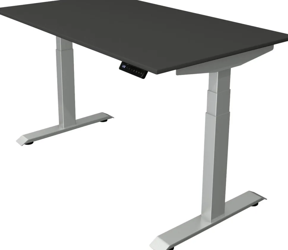 Kerkmann Move4 Elektrisch hoogteverstelbaar Zit-sta-bureau Antraciet T-voet 1400 (B) x 800 (D) x 1290 (H) mm Hout, Metaal