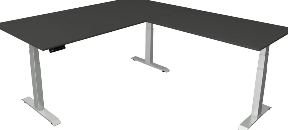 Kerkmann Move4 Elektrisch hoogteverstelbaar Zit-sta-bureau Antraciet T-voet 2000 (B) x 2.200 (D) x 1290 (H) mm Hout, Metaal