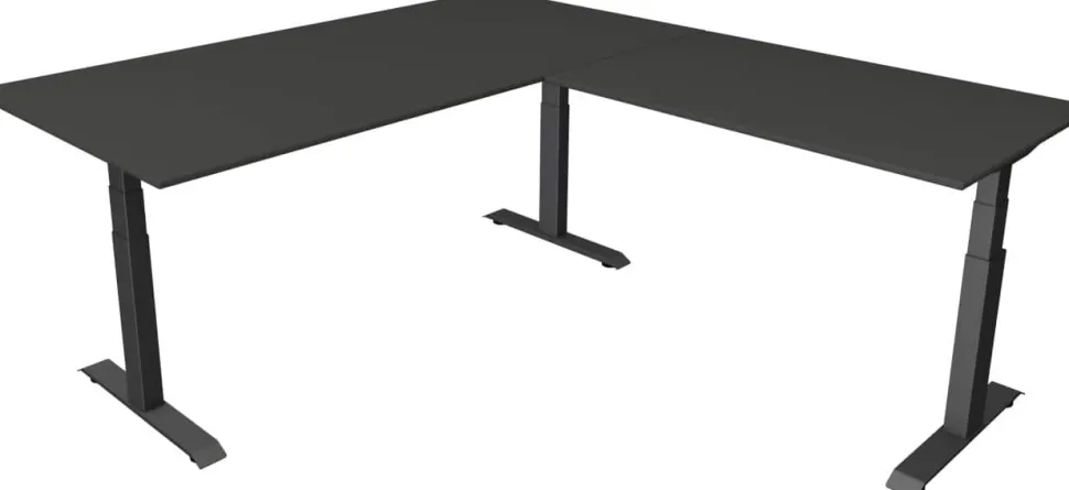 Kerkmann Move4 Elektrisch hoogteverstelbaar Zit-sta-bureau Antraciet T-voet 2000 (B) x 2.200 (D) x 1290 (H) mm Hout, Metaal