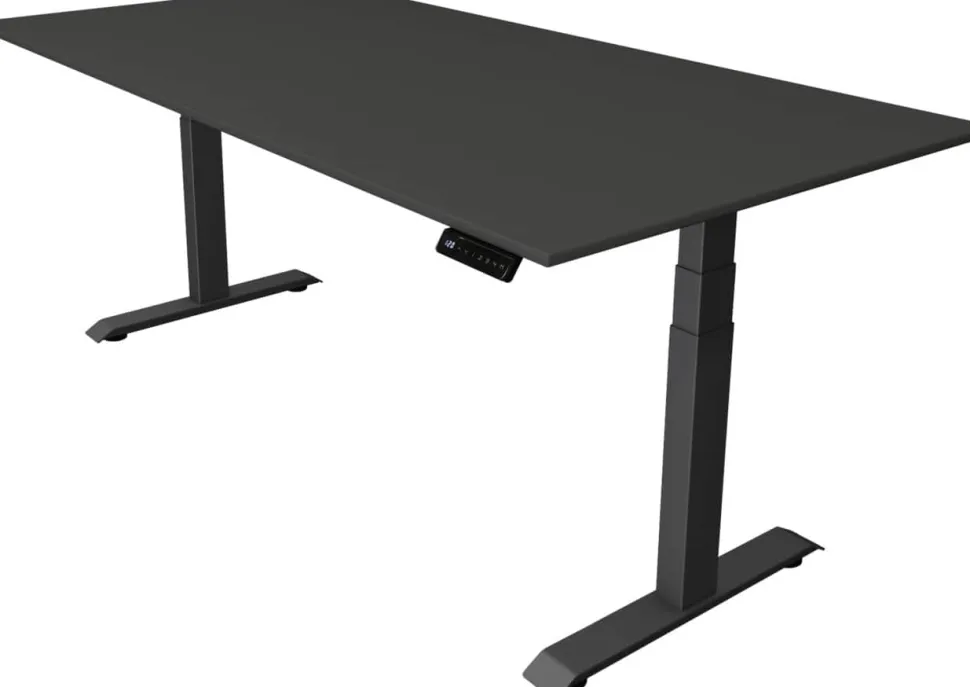 Kerkmann Move4 Elektrisch hoogteverstelbaar Zit-sta-bureau Antraciet T-voet 2000 (B) x 1.000 (D) x 1290 (H) mm Hout, Metaal