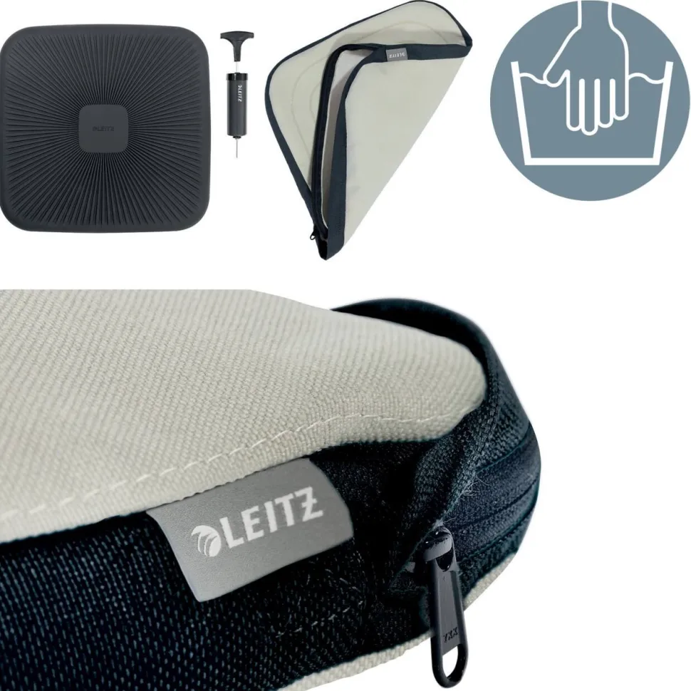 Leitz Ergo Actieve wiebel stoelkussen 6540 washbare stoffen hoes 360 x 360 x 55 mm lichtgrijs