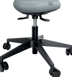 Leitz Ergo Actieve Zitkruk 6577 Ergonomische met Wieltjes en Comfort Wiebelkussen, Grijs, zwart