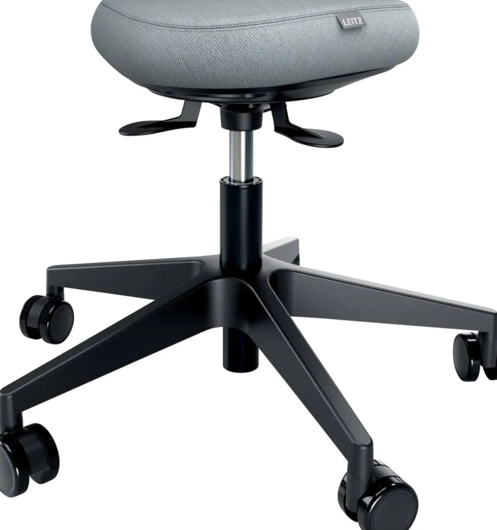 Leitz Ergo Actieve Zitkruk 6577 Ergonomische met Wieltjes en Comfort Wiebelkussen, Grijs, zwart