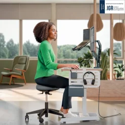 Leitz Ergo Actieve Zitkruk 6577 Ergonomische met Wieltjes en Comfort Wiebelkussen, Grijs, zwart