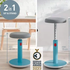 Leitz Ergo Cosy Actieve zit-sta-kruk 6518 In hoogte verstelbaar 46 - 79 cm Tot 110 kg Blauw
