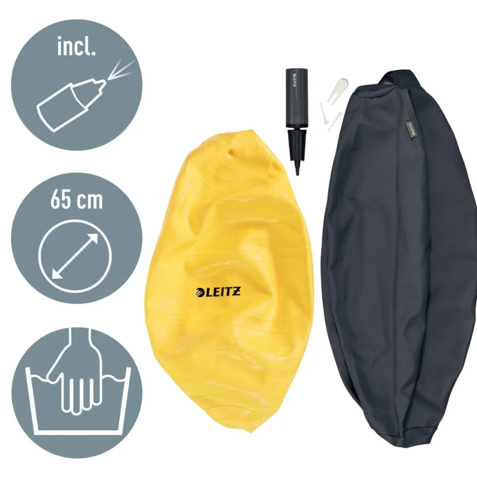 Leitz Ergo Cosy Actieve zitbal 5279 met handvat en wasbare hoes 65 cm tot 100 kg grijs