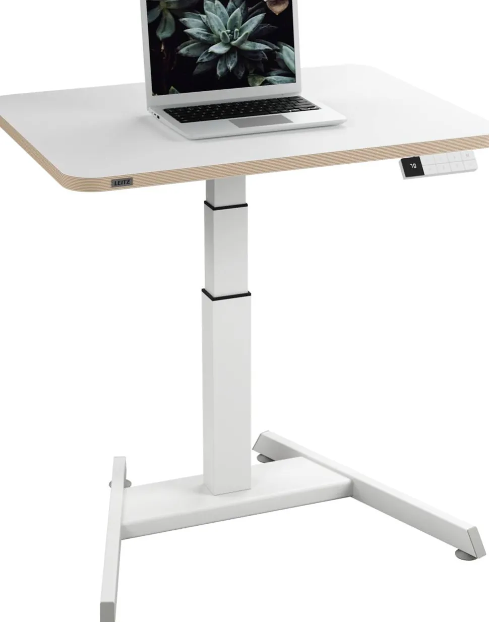 Leitz Ergo Elektrisch in hoogte verstelbaar compact zit-sta-bureau 6534 met sta-op herinneringsfunctie staal, hout 80 x 65-130 x 60 cm