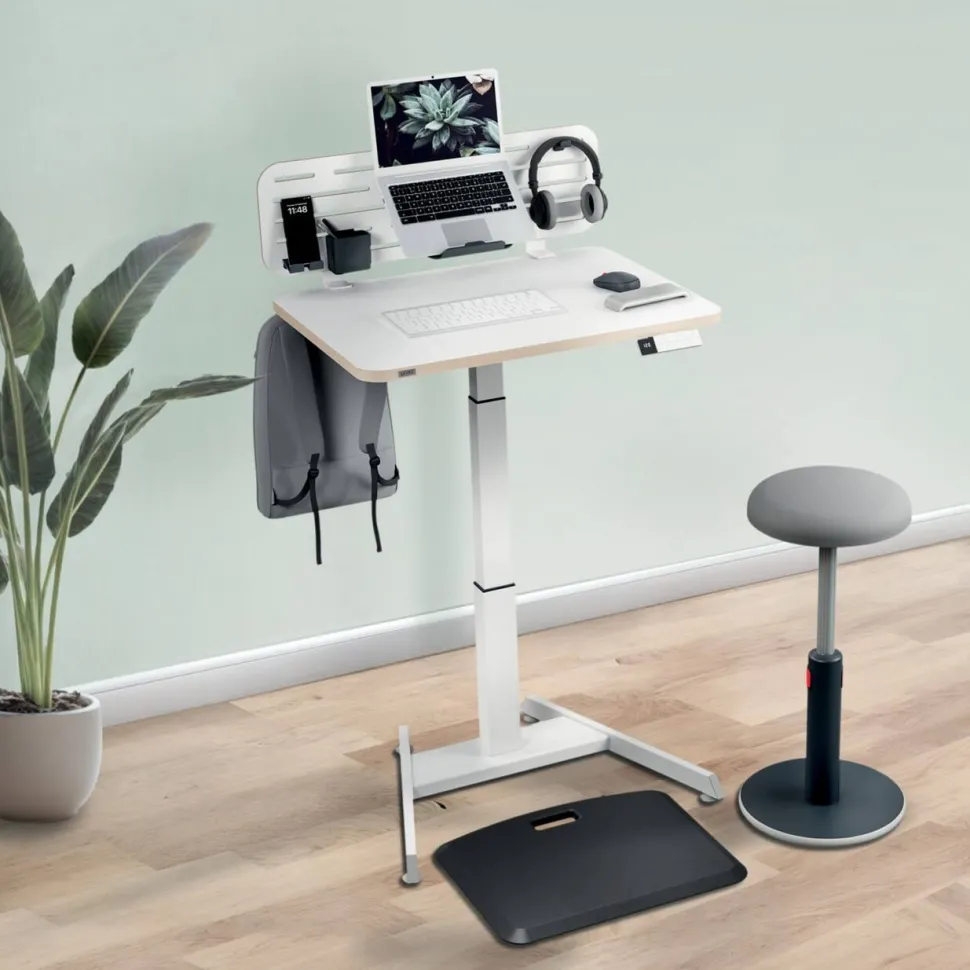 Leitz Ergo Elektrisch in hoogte verstelbaar compact zit-sta-bureau 6534 met sta-op herinneringsfunctie staal, hout 80 x 65-130 x 60 cm