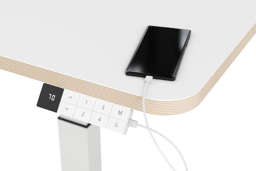 Leitz Ergo Elektrisch in hoogte verstelbaar compact zit-sta-bureau 6534 met sta-op herinneringsfunctie staal, hout 80 x 65-130 x 60 cm