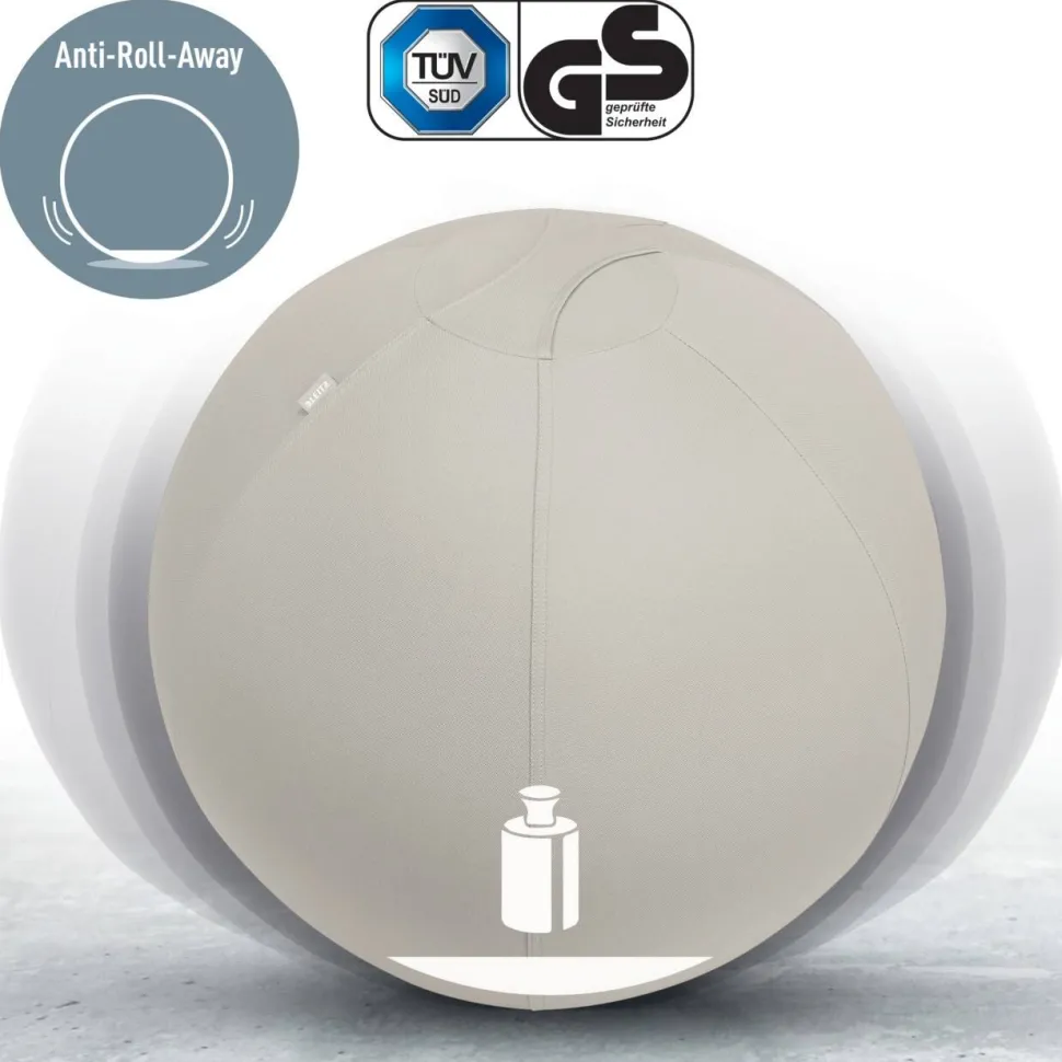 Leitz Ergo Ergonomische zitbal 6541 Stopfunctie Draaggreep Wasbaar 55 cm Tot 120 kg Lichtgrijs