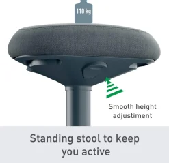 Leitz Ergo Wiebel stakruk 6545 met verstelbare comfortzitting 57 - 82 cm tot 110 kg donkergrijs