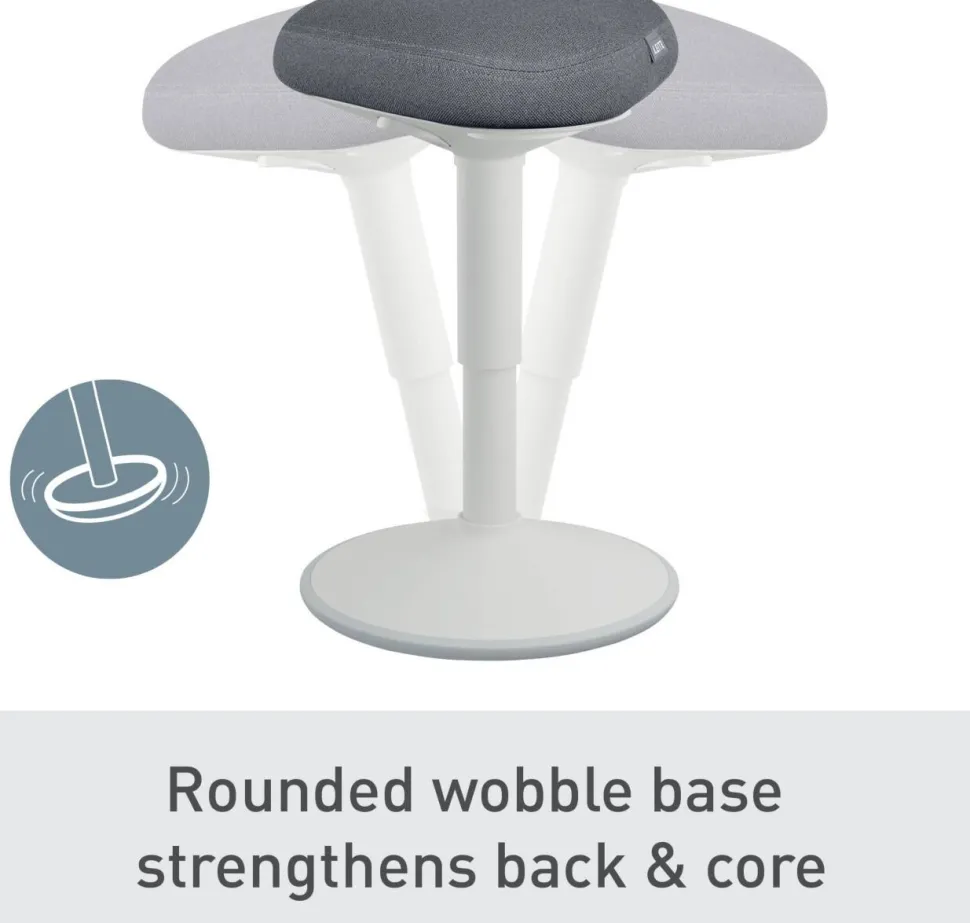 Leitz Ergo Wiebel zitkruk 6544 met verstelbare comfortzitting 47 - 64 cm tot 110 kg lichtgrijs