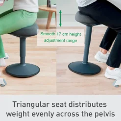 Leitz Ergo Wiebel zitkruk 6544 met verstelbare comfortzitting 47 - 64 cm tot 110 kg donkergrijs