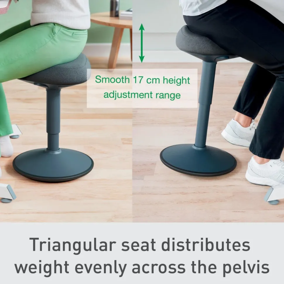 Leitz Ergo Wiebel zitkruk 6544 met verstelbare comfortzitting 47 - 64 cm tot 110 kg donkergrijs