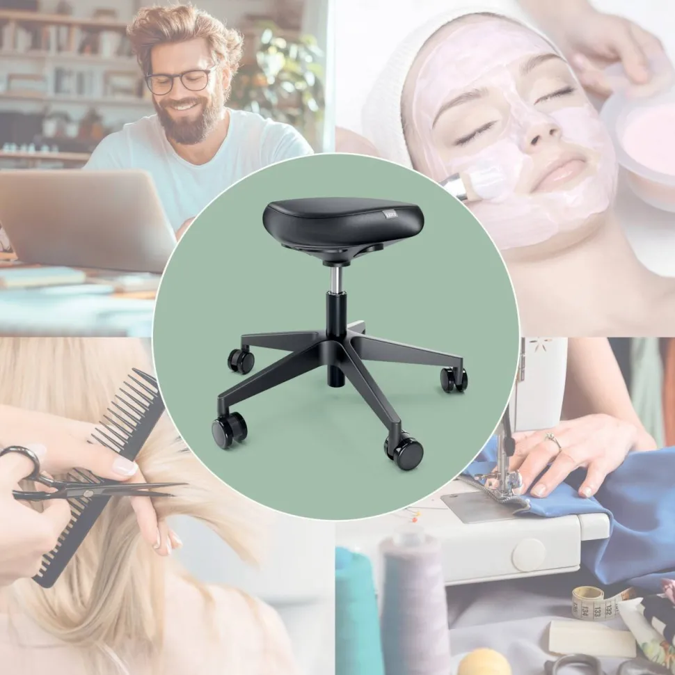 Leitz Ergo Zitkruk 6578 Ergonomische met Wieltjes en Comfortzitting verstelbare, Zwart