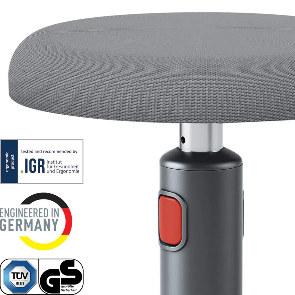 Leitz Zit-sta-kruk 65180089 Ergo Cosy Met verstelbare zitting 46 - 79 cm Tot 110 kg Grijs